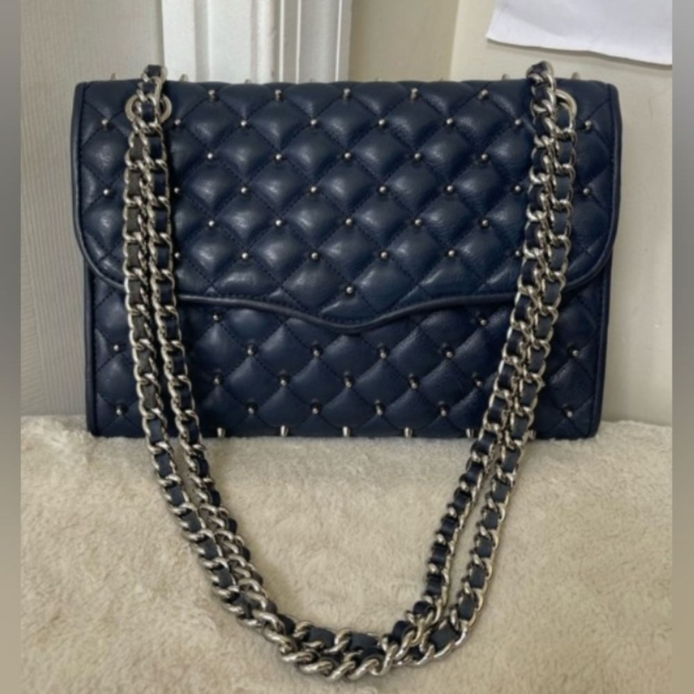 Rebecca Minkoff Quilted Crossbody - Studs And Navy Blue - Picture 10 of 14